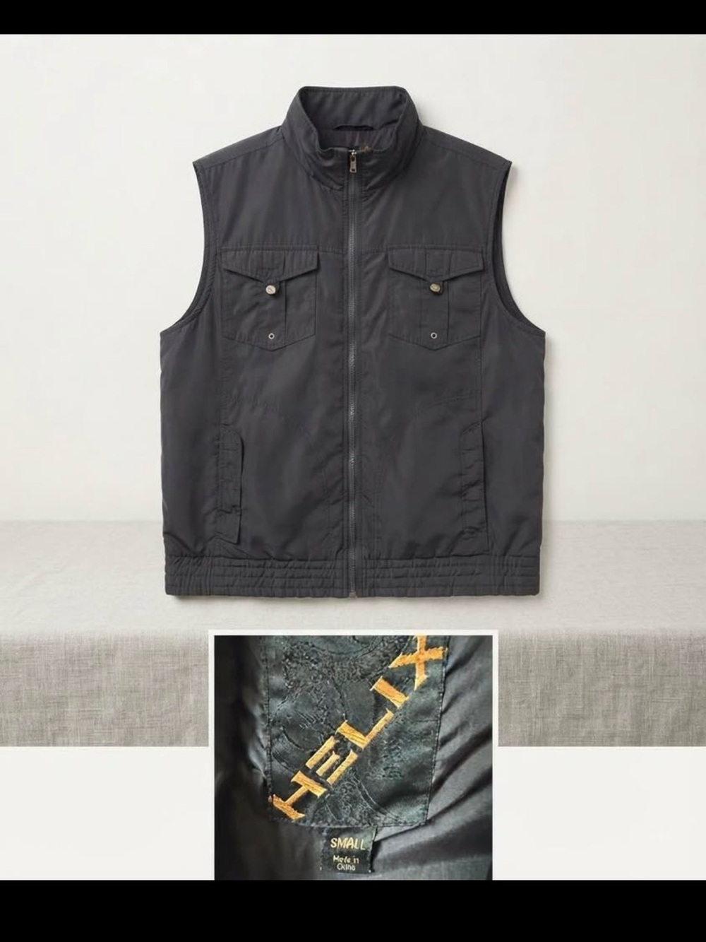 Helix Black Sleeveless Utility Vest with Chest Pockets